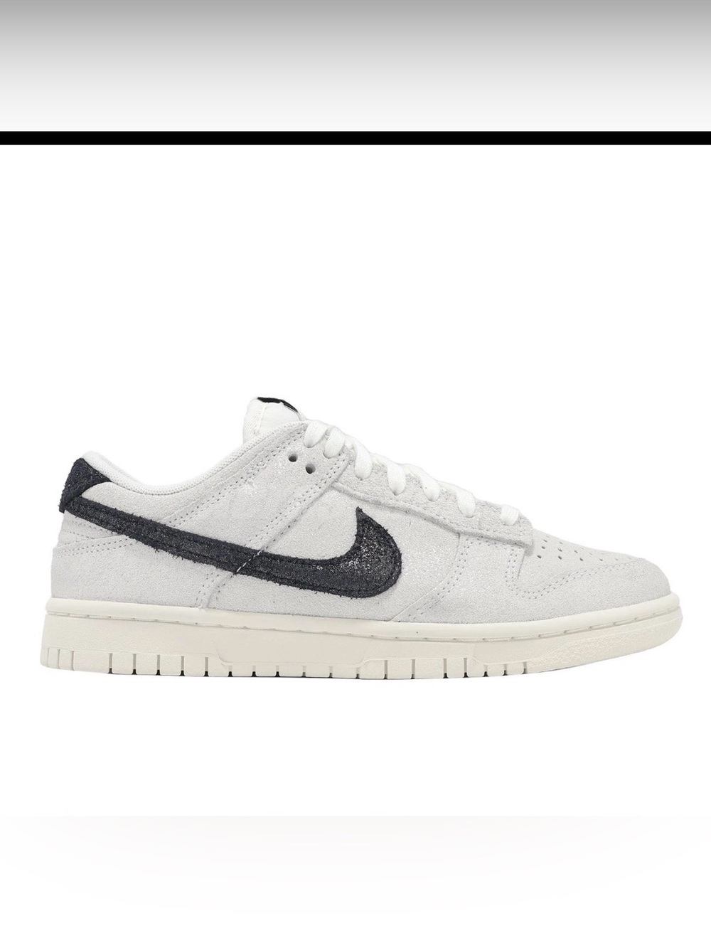 Women's Nike Dunk Low SE Glittery Suede Sparkle White Black HQ3502-100